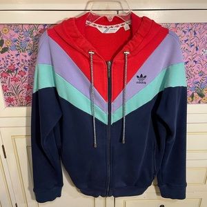 Addidas Vintage Hoodie Sweatshirt Zip Front Side Zip Pockets Rare Piece Size XL